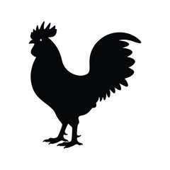Rooster silhouette standing farm bird icon
