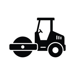 Road roller silhouette construction compaction vehicle icon