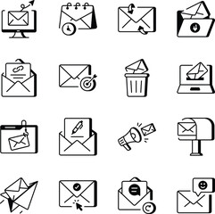Collection of Email Marketing Line Style Icons 