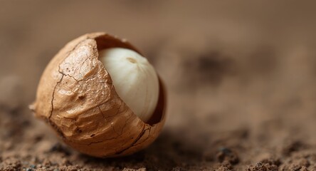Spherical Enclosure A Study in Texture, Light, and Form on Brown Background.