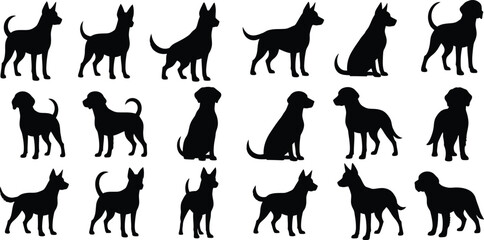Obraz premium Collection of various dog breeds in silhouette form