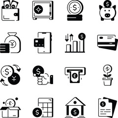 Collection of Money Line Style Icons 