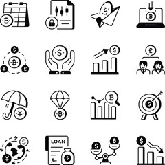 Set of Money and Cash Line Style Icons 