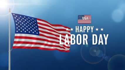 Happy labor day with american flag