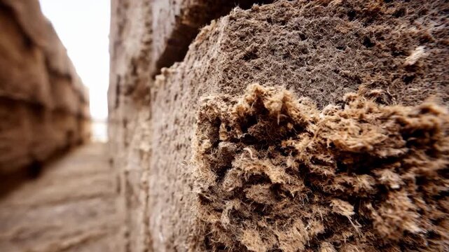Medium shot of ecofriendly cellulose insulation being installed in a wall cavity showcasing sustainable thermal protection with natural recycled fibers.