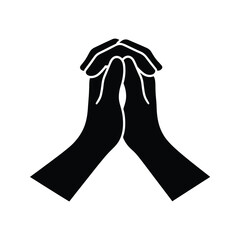 Folded hands silhouette prayer greeting gesture icon