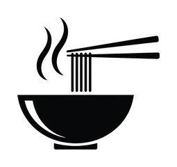 Noodle bowl hot food vector icon