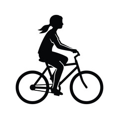 Girl riding bicycle silhouette female cycling icon