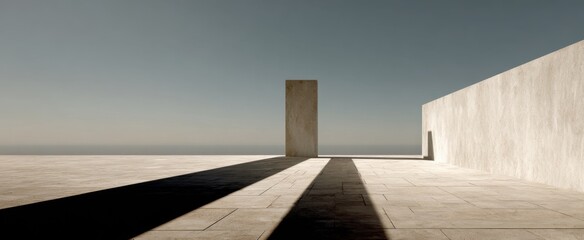 Modern architecture with minimalist design and dramatic shadows