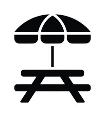 Picnic table umbrella vector icon