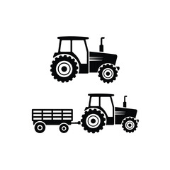 Tractor and trailer farming vector icon