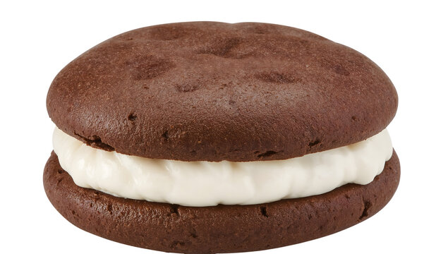 Classic maine whoopie pie dessert with chocolate cake and creamy vanilla filling isolated on the transparent background