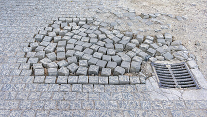 Damaged Loose Cobblestone Old Street Uneven Surface Problem