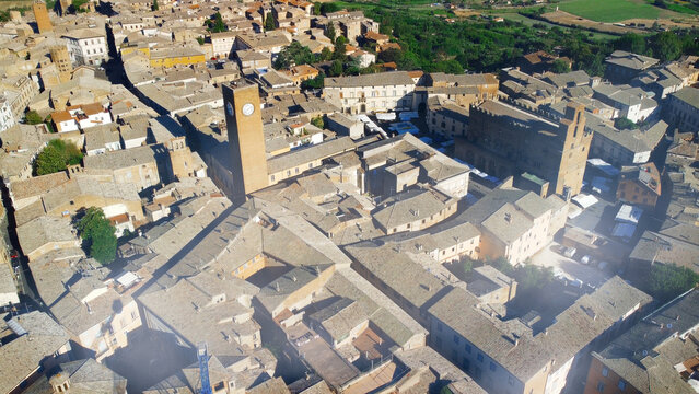 Orvieto, medieval town in central Italy. Amazing aerial view from drone.