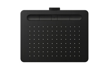 Black graphics tablet for digital art drawing on transparent background