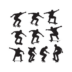 Fototapeta premium Skateboarder Silhouettes Collection