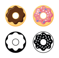 Fototapeta premium Donut Icon Set Vector Illustration