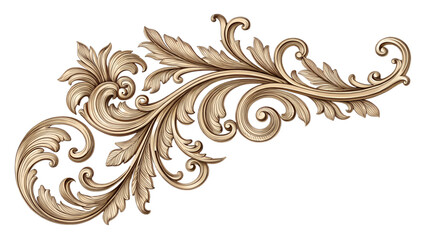 Ornate Gold Floral Scrollwork Decorative Element © CrownedCanvas