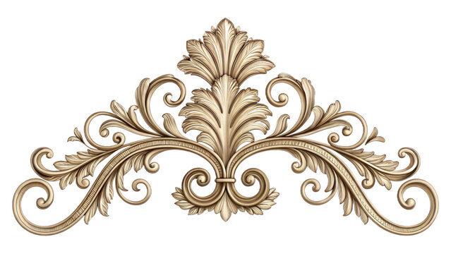 Golden Ornate Acanthus Scroll Decorative Element