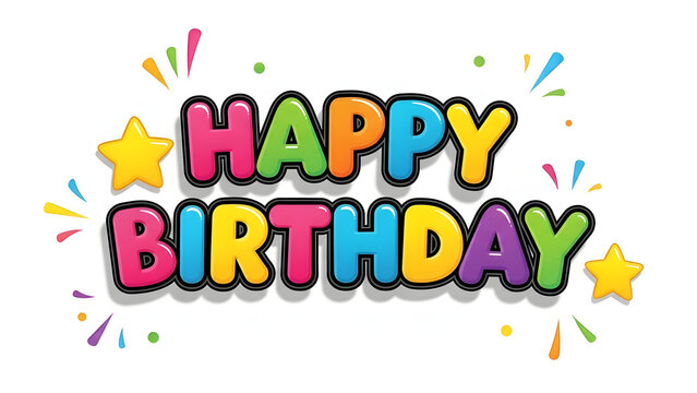 Colorful happy birthday greeting with confetti and stars - Powered by Adobe