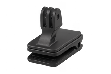 Black plastic action camera clip mount accessory