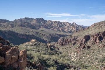 Steep Boulder Canyon Trail in Arizona - Supersition Wilderness in Tonto National Forest