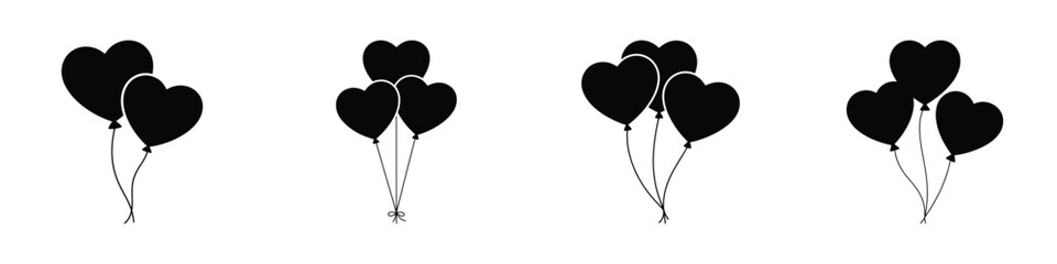 Heart Balloon Vector Set &ndash; Romantic Valentine&rsquo;s Day Love Illustration, Cute Floating Heart Design for Cards, Wedding Decor, Invitations, Posters, and Romantic Celebration Graphics