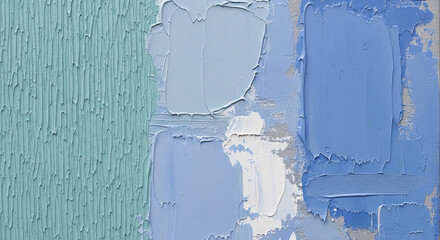 Layered oil paint texture applied with a palette knife in blue and pastel tones. Serene and abstract art for modern interiors.