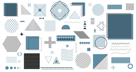 Abstract geometric shapes and line elements collection for modern graphic design