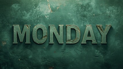A large green Monday sign on a weathered wall background