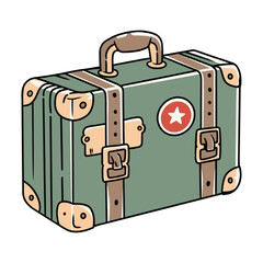 Adobe IllustrVintage Green Travel Suitcase Illustration with Star Stickerator Artwork