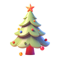 3d christmas tree with colorful ornaments