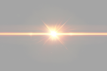 Intense orange anamorphic lens flare with horizontal light line and glowing center point.