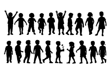 Children Silhouettes Dynamic Energetic Black Simple Illustration for Graphic Design