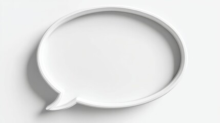 A blank speech bubble shape sits on a plain white background. This design can be used for thoughts discussions or creative projects in various contexts. A simple and clear visual.