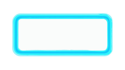 A bright turquoise glowing rectangular frame with rounded corners on a white background, perfect for graphic design and digital art elements