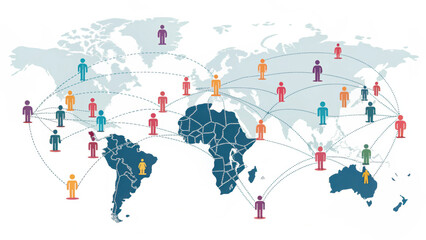 Global network connection people community world map social communication diversity business teamwork