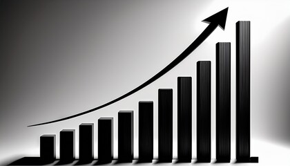 bar chart with upward arrow simple black growth symbol m stock