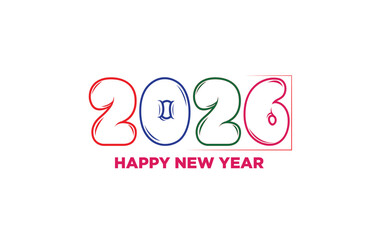 Modern 2026 New Year Design Element, Simple, Stylish, High Resolution Vector Art 
