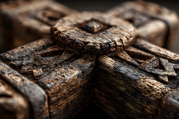 Ash wednesday cross, crucifix made of ash. Holiday, concept background