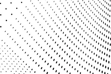 Futuristic abstract halftone wave texture with dotted grunge pattern for vector projects.