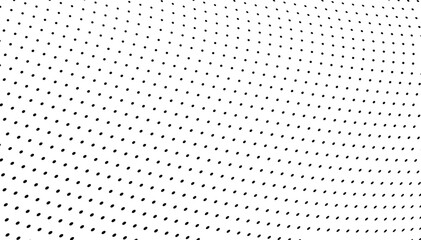 Optical pop art halftone wave background with dotted futuristic vector design elements.