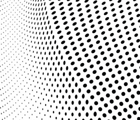 Dotted halftone wave background with twisted abstract design, ideal for creative projects.