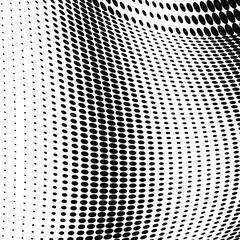 Abstract dotted halftone wave texture with twisted futuristic pattern for creative projects.