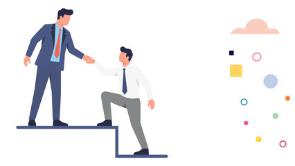 One Person Helping Another to Stand Up Symbolizing Support and Teamwork