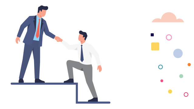 One Person Helping Another to Stand Up Symbolizing Support and Teamwork
