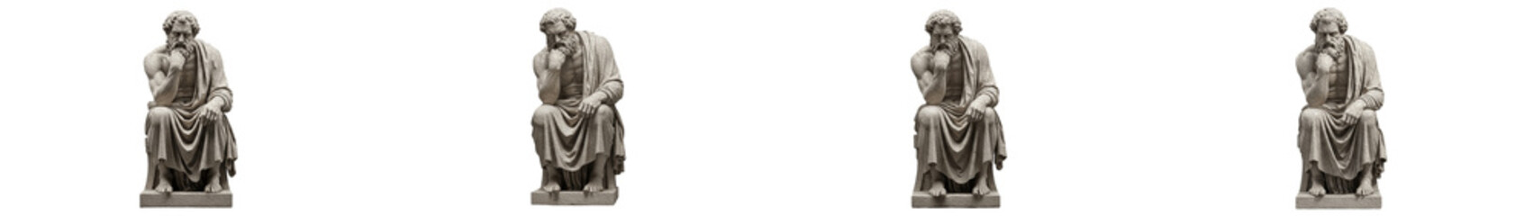 Classical Stone Bust Sculpture Set Isolated on White Background