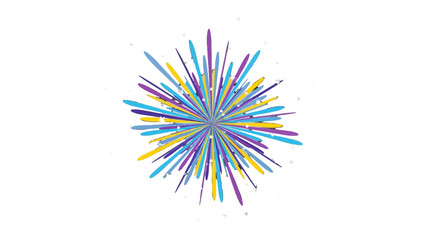 Vibrant Abstract Explosion or Fireworks Graphic in Multiple Colors, Isolated White Background © Clairo