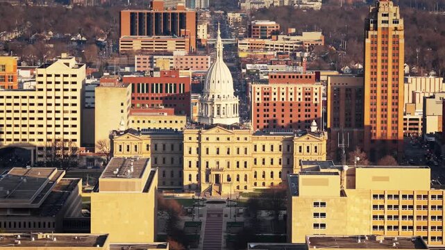 Downtown Skyline of Lansing Michigan Capital of Michigan