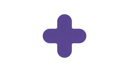 Obraz premium Purple Plus Sign in Simple Flat Design with Solid Color on White Background for Medical Symbol